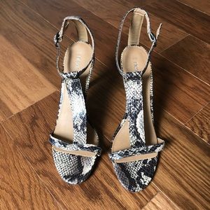 Next t strap sandals heels snake print alligator